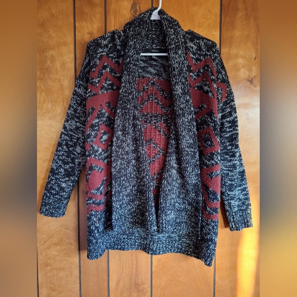 Cozy Black and Red Patterned Women's Sweater